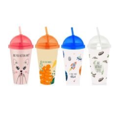 Vaso de plastico tapa y sorbete 700ml QLUX IDEAS