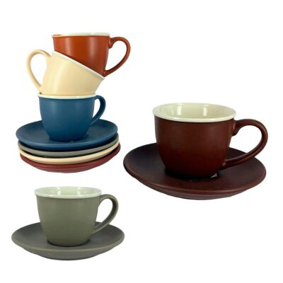 Taza de café con plato 80 ml colores surtidos