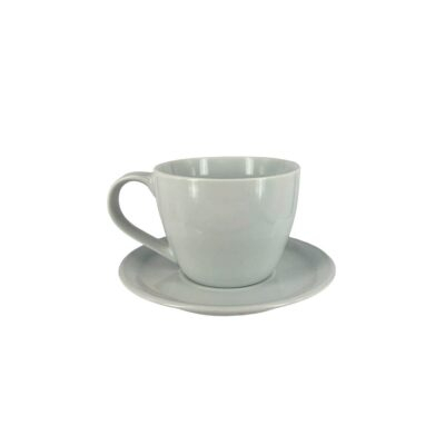 Taza de te blanca con plato 260 ml