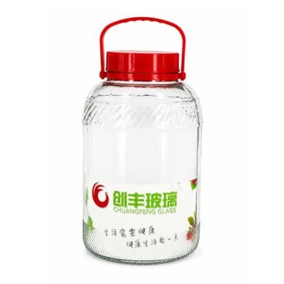 Frasco 8.0 lt de vidrio con tapa y asa