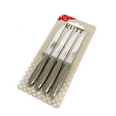 Set 3+1 Cuchillo KUTT mango plástico gris KU001C4
