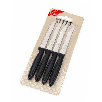 Set 3+1 Cuchillo KUTT mango plástico negro
