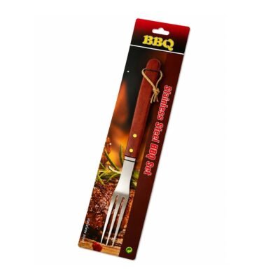 Tenedor parrillero con mango madera 35 cm
