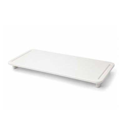 Fuente expositora melamina blanca 26x11.5x2 cm