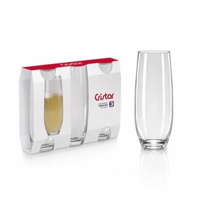 Set vasos/copas flauta sin pie 280 ml x3 CRISTAR