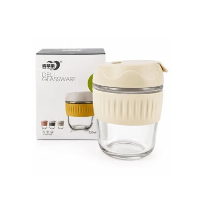 Vaso vidro con protector silicona y tapa 320 ml