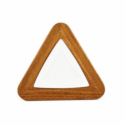 Plato triangular con base Eucaliptus 28 cms