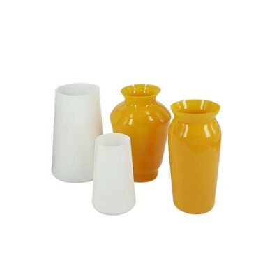 Set 4 floreros chicos amarillo BOHEMIA