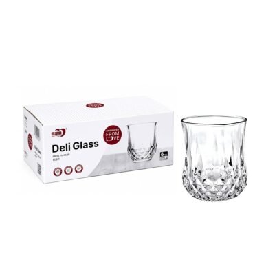 Set 6 vasos vidrio labrado