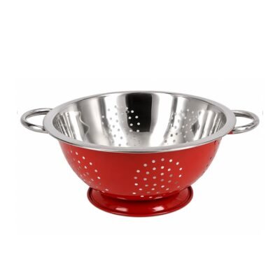 Colador acero inox 22 cm rojo PRISMA
