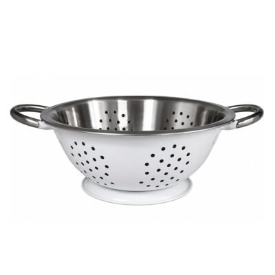Colador acero inox 28 cm blanco PRISMA